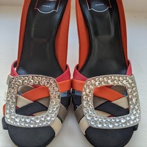 Roger Vivier Crystal Buckle Satin Heel
